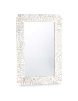Espelho de parede Branco Castanho Madeira de mangueira Riscas 90 x 60 x 2 cm