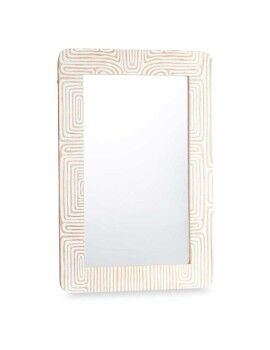 Espelho de parede Branco Castanho Madeira de mangueira Curva 90 x 60 x 2 cm