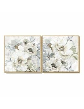 Cuadro DKD Home Decor 80 x 4 x 80 cm Flores Shabby Chic (2 Unidades)