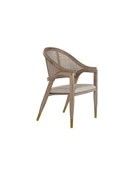 Cadeira com braços DKD Home Decor Bege Poliéster Metal Abeto Plástico 59 x 55 x 88 cm