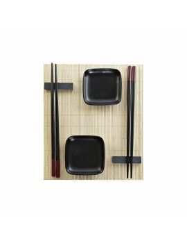 Conjunto de sushi DKD Home Decor Preto Natural Metal Bambu Grés Oriental 30 x 40 cm 27,8 x 17,8 x...