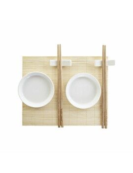 Set de Sushi DKD Home Decor Bambú Plástico Gres Blanco Natural Oriental 28,8 x 19,8 x 3 cm (7...