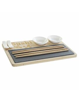 Set de Sushi DKD Home Decor PC-186227 Blanco Negro Natural Bambú Pizarra Moderno Oriental 28,5 x...