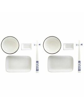 Set de Sushi DKD Home Decor 33,5 x 34,5 x 9 cm Porcelana Blanco Azul marino Oriental (33,5 x 34,5...