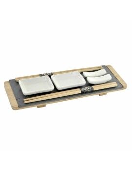 Set de Sushi DKD Home Decor Marrón Negro Natural Bambú Pizarra 30 x 10 x 3,5 cm (9 Piezas) (30 x...