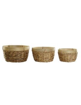 Juego de Cestas DKD Home Decor Bambú Tropical Juncos (40 x 40 x 23 cm) (3 Piezas)