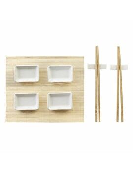 Conjunto de sushi DKD Home Decor Metal Bambu Branco Natural Oriental 30 x 40 cm 28 x 22 x 2,5 cm...