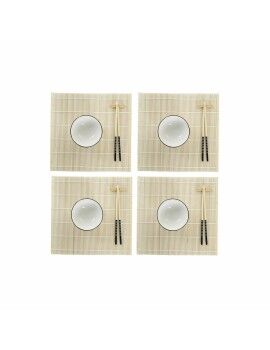 Set de Sushi DKD Home Decor Bambú Gres Blanco Oriental 14,5 x 14,5 x 31 cm (16 Piezas)