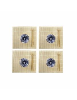 Set de Sushi DKD Home Decor 14,5 x 14,5 x 31 cm Azul Blanco Gres Oriental (16 Piezas)