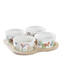 Set de Aperitivo DKD Home Decor Multicolor Natural Bambú Plástico Gres Tropical 19,7 x 19,7 x 1...