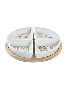 Set de Aperitivo DKD Home Decor Blanco Multicolor Natural Bambú Gres Tropical 21,5 x 21,5 x 1 cm...