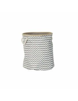 Cesta DKD Home Decor Blanco Gris Yute Jute Zig-zag Boho 38 x 38 x 45 cm