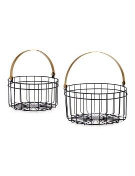 Cesta Negro Dorado Metal 25 x 27 x 25 cm (2 pcs)