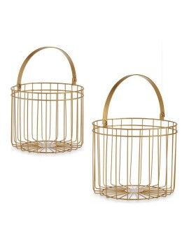 Cesta Dorado Metal 25 x 35 x 25 cm Cilíndrica (2 pcs)