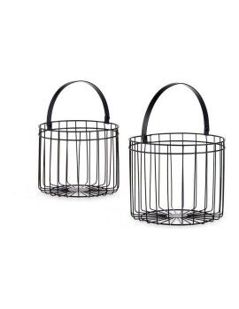 Cesta Negro Metal 25 x 35 x 25 cm Cilíndrica (2 pcs)