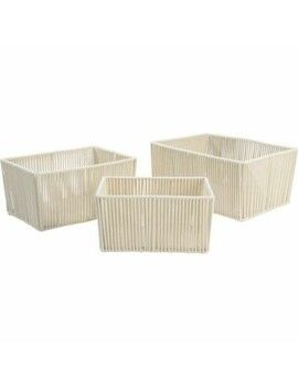 Juego de Cestas DKD Home Decor Beige Metal 40 x 30 x 20 cm 3 Piezas