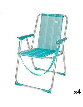 Cadeira de Campismo Acolchoada Aktive Mediterranean Turquesa 44 x 76 x 45 cm (4 Unidades)