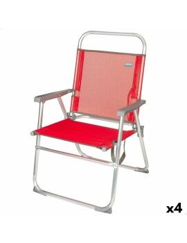 Cadeira de Campismo Acolchoada Aktive Menorca Vermelho 48 x 88 x 50 cm (4 Unidades)