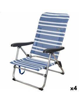 Cadeira de Campismo Acolchoada Aktive Mykonos Às riscas 47 x 85 x 50 cm (4 Unidades)
