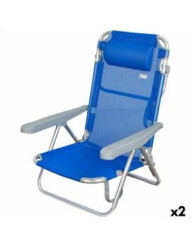 Cadeira Dobrável com Apoio para a Cabeça Aktive Gomera Azul 48 x 84 x 46 cm (2 Unidades)