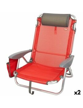 Cadeira Dobrável com Apoio para a Cabeça Aktive Menorca Vermelho 51 x 76 x 45 cm (2 Unidades)