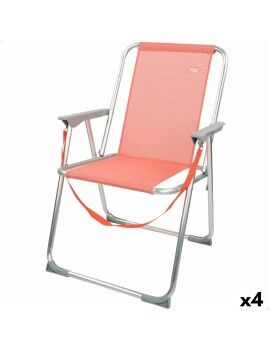 Cadeira de Campismo Acolchoada Aktive Flamingo Coral 44 x 76 x 45 cm (4 Unidades)