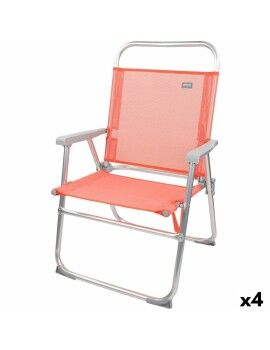 Cadeira de Campismo Acolchoada Aktive Flamingo Coral 48 x 88 x 50 cm (4 Unidades)