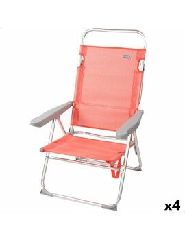 Cadeira de Campismo Acolchoada Aktive Flamingo Coral 48 x 99 x 57 cm (4 Unidades)