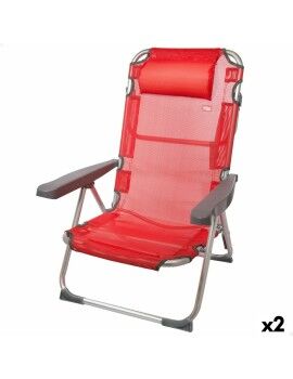 Cadeira Dobrável com Apoio para a Cabeça Aktive Menorca Vermelho 48 x 90 x 60 cm (2 Unidades)