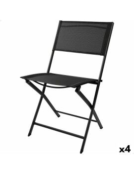 Cadeira de Campismo Acolchoada Aktive Preto 46 x 81 x 55 cm (4 Unidades)