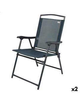 Cadeira de Campismo Acolchoada Aktive Cinzento 46 x 92 x 62 cm (2 Unidades)