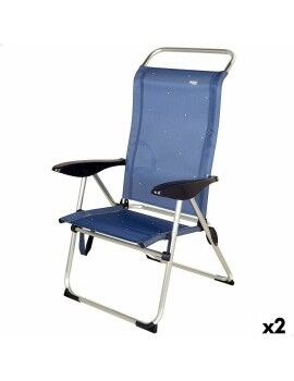 Cadeira de Praia Aktive Azul Marinho 47 x 108 x 59 cm (2 Unidades)