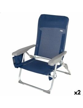 Cadeira de Praia Aktive Slim Dobrável Azul Marinho 47 x 87 x 58 cm (2 Unidades)