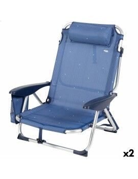 Cadeira de Praia Aktive Dobrável Azul Marinho 51 x 76 x 45 cm (2 Unidades)