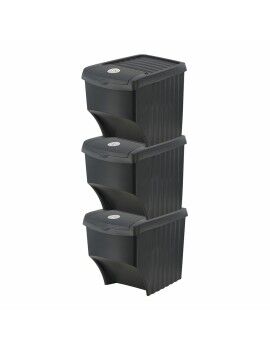 Set de cubos Sortibox Negro Apilable (3 Unidades)