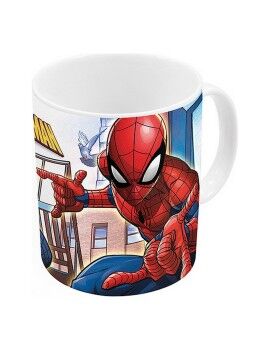 Taza Mug Spider-Man Great power Azul Rojo Cerámica 350 ml