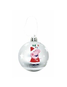 Bola de Natal Peppa Pig Cosy corner Prateado 10 Unidades Plástico (Ø 6 cm)
