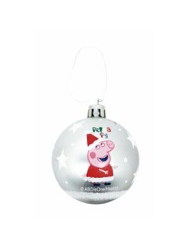 Bola de Natal Peppa Pig Cosy corner Prateado 6 Unidades Plástico (Ø 8 cm)