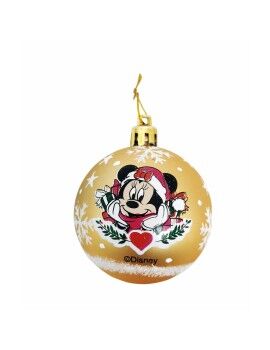 Bola de Natal Minnie Mouse Lucky Dourado 6 Unidades Plástico (Ø 8 cm)