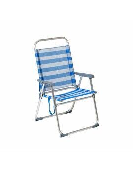Cadeira de Praia 22 mm Riscas Azul Alumínio 52 x 56 cm (52 x 56 x 92 cm)