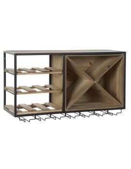 Botellero DKD Home Decor 80 x 24 x 44 cm Abeto Natural Negro Metal Marrón Madera MDF