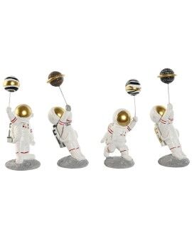 Figura Decorativa Home ESPRIT Branco Dourado Astronauta 10,5 x 10,5 x 25 cm (4 Unidades)
