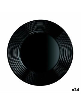 Prato de Jantar Luminarc Harena Negro Preto Vidro 25 cm (24 Unidades)