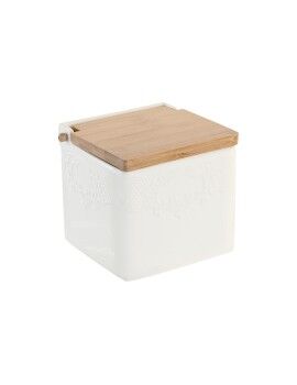 Salero con Tapa DKD Home Decor 10,5 x 9 x 9 cm Natural Porcelana Blanco