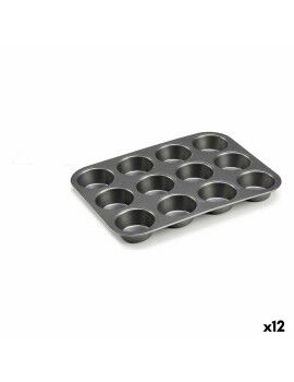 Molde de Bolos Cinzento escuro Metal Aço com carbono 20 x 2 x 26 cm (12 Unidades)