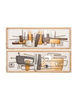 Decoración de Pared DKD Home Decor 120 x 40 x 5,5 cm Abstracto Natural Dorado Multicolor Moderno...