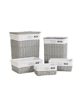 Juego de Cestos DKD Home Decor Gris Mimbre 44 x 34 x 56 cm (5 Piezas)