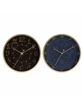 Reloj de Pared DKD Home Decor Azul Negro Aluminio Plástico Moderno 30 x 4 x 30 cm (2 Unidades)