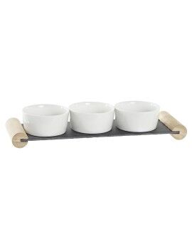 Bandeja de Aperitivos DKD Home Decor Blanco Negro Gres Pizarra 33 x 10 x 5,8 cm