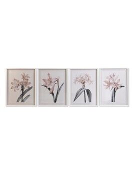 Cuadro DKD Home Decor Cristal Abedul 55 x 70 x 2,5 cm 55 x 2,5 x 70 cm Flores (4 Piezas)